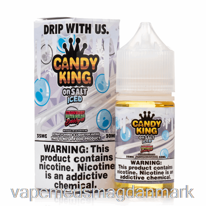 Vape Juice Iset Jordbær Vandmelon Bubblegum - Candy King On Salt - 30ml 35mg